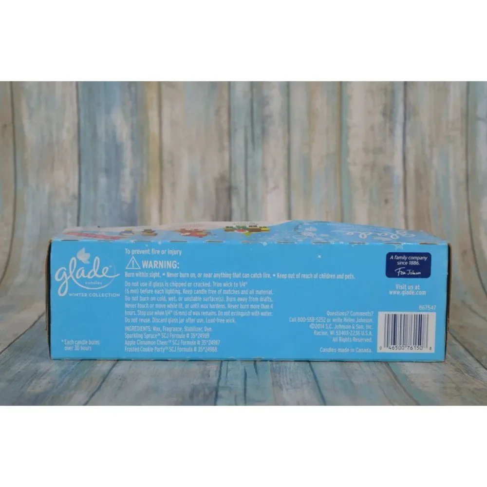 Glade Candles Winter Collection Apple Cinnamon, Frosted Cookie, Sparkling Spruce